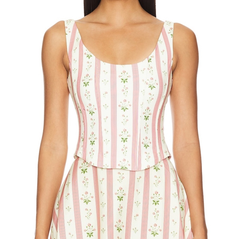 WeWoreWhat scoop corset size 6 - pink floral lemon icing